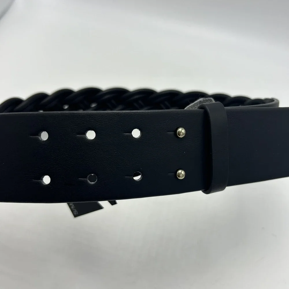 Express Braided Belt Womens S M Black Faux Leather New Capsule Casual Hippie
